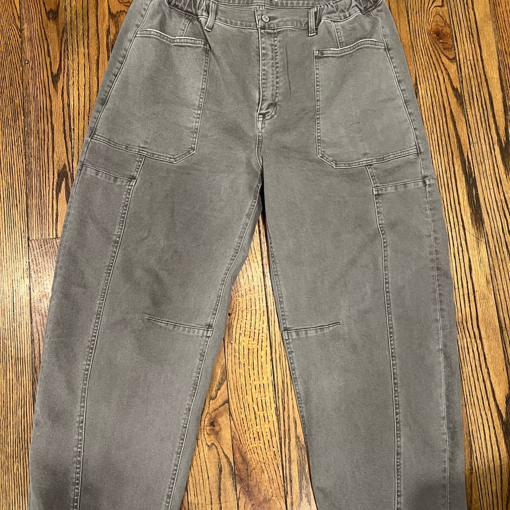 Flying Monkey Gray Cargo Jeans Relaxed Fit Durable